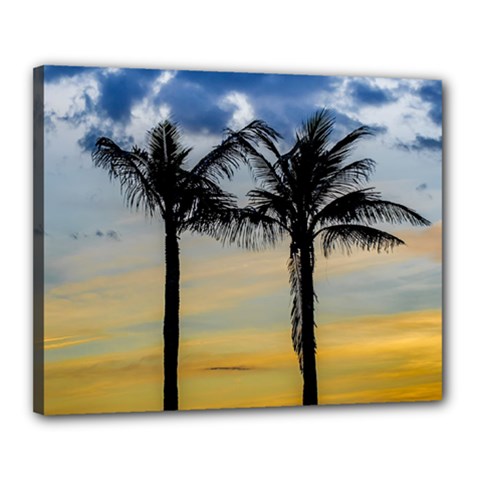 Palm Trees Against Sunset Sky Canvas 20  X 16 