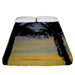 Palm Trees Against Sunset Sky Fitted Sheet (king Size)