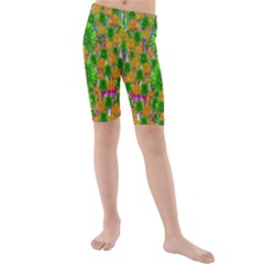 Jungle Love In Fantasy Landscape Of Freedom Peace Kids  Mid Length Swim Shorts