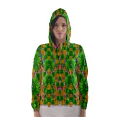 Jungle Love In Fantasy Landscape Of Freedom Peace Hooded Wind Breaker (Women)