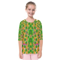 Jungle Love In Fantasy Landscape Of Freedom Peace Kids  Quarter Sleeve Raglan Tee