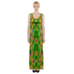 Jungle Love In Fantasy Landscape Of Freedom Peace Maxi Thigh Split Dress