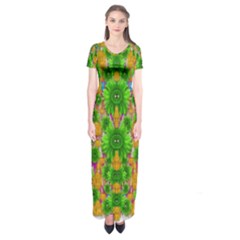 Jungle Love In Fantasy Landscape Of Freedom Peace Short Sleeve Maxi Dress