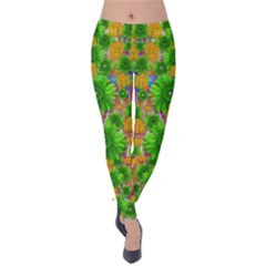 Jungle Love In Fantasy Landscape Of Freedom Peace Velvet Leggings by pepitasart