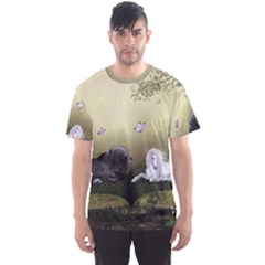 Wonderful Whte Unicorn With Black Horse Men s Sport Mesh Tee