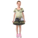 Wonderful Whte Unicorn With Black Horse Kids  Short Sleeve Velvet Dress View1