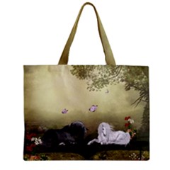 Wonderful Whte Unicorn With Black Horse Zipper Mini Tote Bag by FantasyWorld7