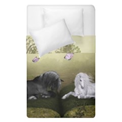 Wonderful Whte Unicorn With Black Horse Duvet Cover Double Side (single Size) by FantasyWorld7