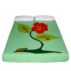 Plant And Flower Fitted Sheet (california King Size) by linceazul