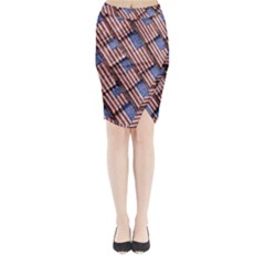 Usa Flag Grunge Pattern Midi Wrap Pencil Skirt