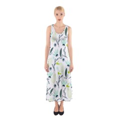 Hand Drawm Seamless Floral Pattern Sleeveless Maxi Dress by TastefulDesigns