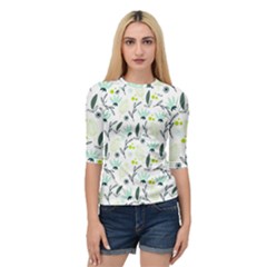 Hand Drawm Seamless Floral Pattern Quarter Sleeve Tee