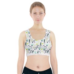 Hand Drawm Seamless Floral Pattern Sports Bra With Pocket by TastefulDesigns