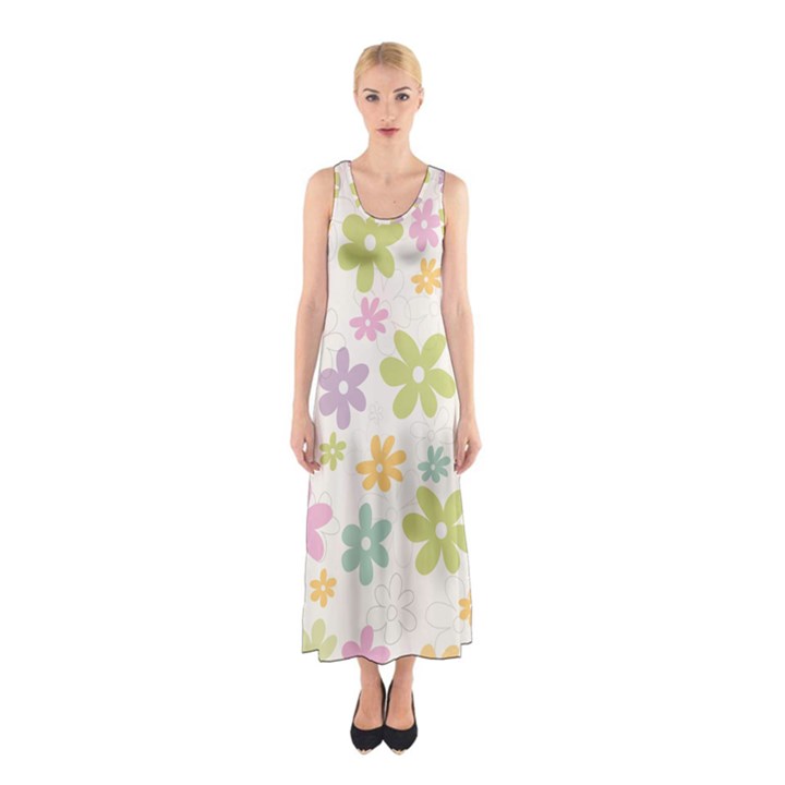 Beautiful spring flowers background Sleeveless Maxi Dress