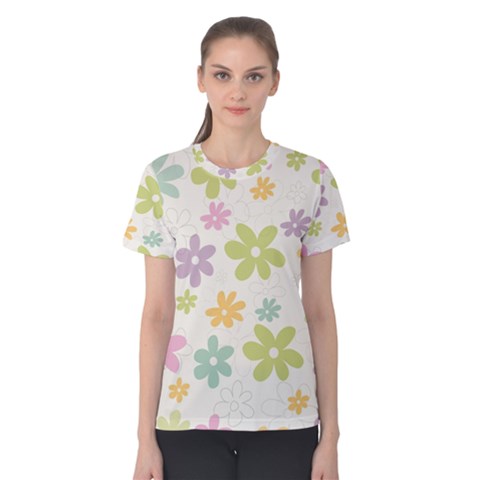 Beautiful Spring Flowers Background Women s Cotton Tee by TastefulDesigns