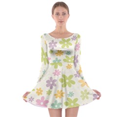 Beautiful Spring Flowers Background Long Sleeve Skater Dress by TastefulDesigns