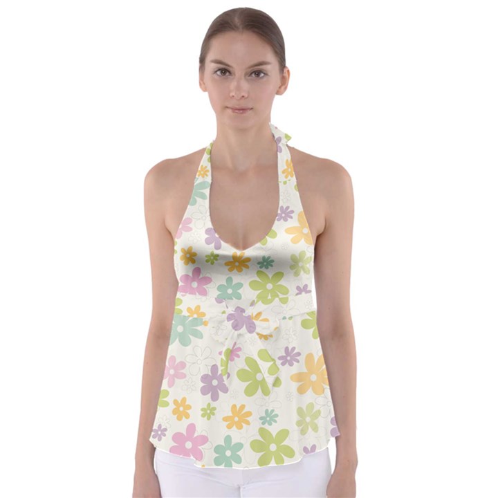 Beautiful spring flowers background Babydoll Tankini Top