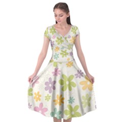 Beautiful Spring Flowers Background Cap Sleeve Wrap Front Dress by TastefulDesigns