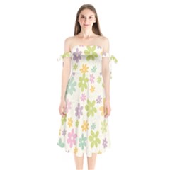 Beautiful Spring Flowers Background Shoulder Tie Bardot Midi Dress by TastefulDesigns