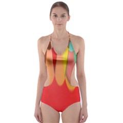 Colors On Red Cut-out One Piece Swimsuit by linceazul