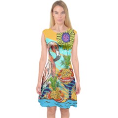 Flamingo Capsleeve Midi Dress by PattyVilleDesigns