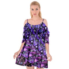  Blue Purple Shattered Glass Cutout Spaghetti Strap Chiffon Dress