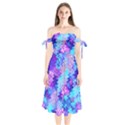 Blue and Purple Marble Waves Shoulder Tie Bardot Midi Dress View1