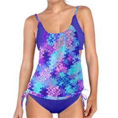 Blue And Purple Marble Waves Tankini by KirstenStar