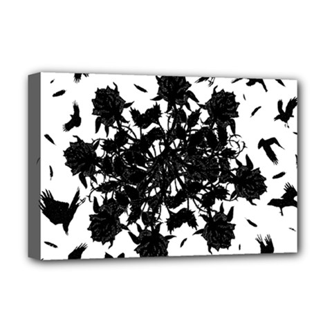 Black Roses And Ravens  Deluxe Canvas 18  X 12   by Valentinaart