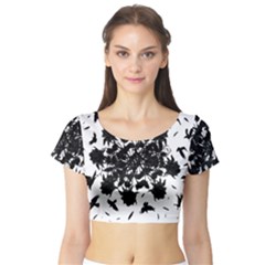 Black Roses And Ravens  Short Sleeve Crop Top (tight Fit) by Valentinaart