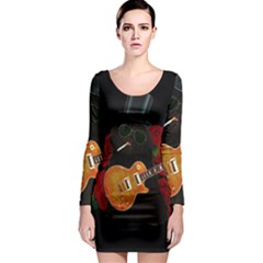 Puli dog - Slash  Long Sleeve Bodycon Dress