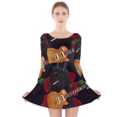 Puli dog - Slash  Long Sleeve Velvet Skater Dress