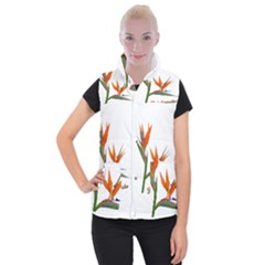 Bird Of Paradise Women s Button Up Puffer Vest by Valentinaart