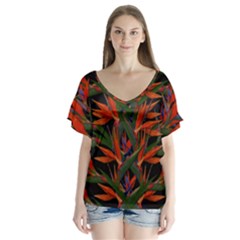 Bird Of Paradise Flutter Sleeve Top by Valentinaart