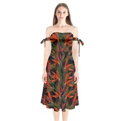 Bird Of Paradise Shoulder Tie Bardot Midi Dress