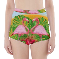 Flamingo High-waisted Bikini Bottoms by Valentinaart