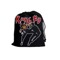 Kung Fu  Drawstring Pouches (large)  by Valentinaart