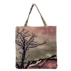 Fantasy Landscape Illustration Grocery Tote Bag by dflcprints