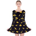 Dinosaurs pattern Long Sleeve Velvet Skater Dress View1