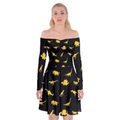 Dinosaurs Pattern Off Shoulder Skater Dress