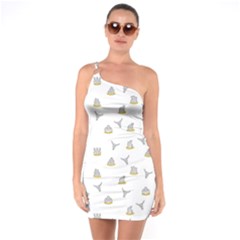 Cactus Pattern One Soulder Bodycon Dress