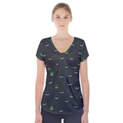 Cactus Pattern Short Sleeve Front Detail Top by ValentinaDesign