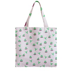 Cactus Pattern Zipper Grocery Tote Bag by ValentinaDesign