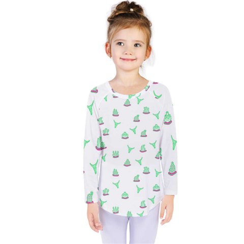 Cactus Pattern Kids  Long Sleeve Tee by ValentinaDesign