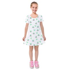 Cactus Pattern Kids  Short Sleeve Velvet Dress by ValentinaDesign