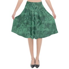 Flamingo Pattern Flared Midi Skirt