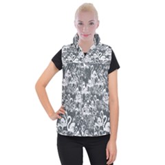 Flamingo Pattern Women s Button Up Puffer Vest