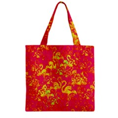 Flamingo Pattern Zipper Grocery Tote Bag by ValentinaDesign