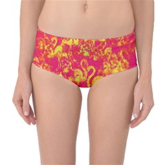 Flamingo Pattern Mid-waist Bikini Bottoms by ValentinaDesign