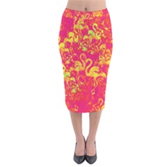 Flamingo Pattern Velvet Midi Pencil Skirt by ValentinaDesign